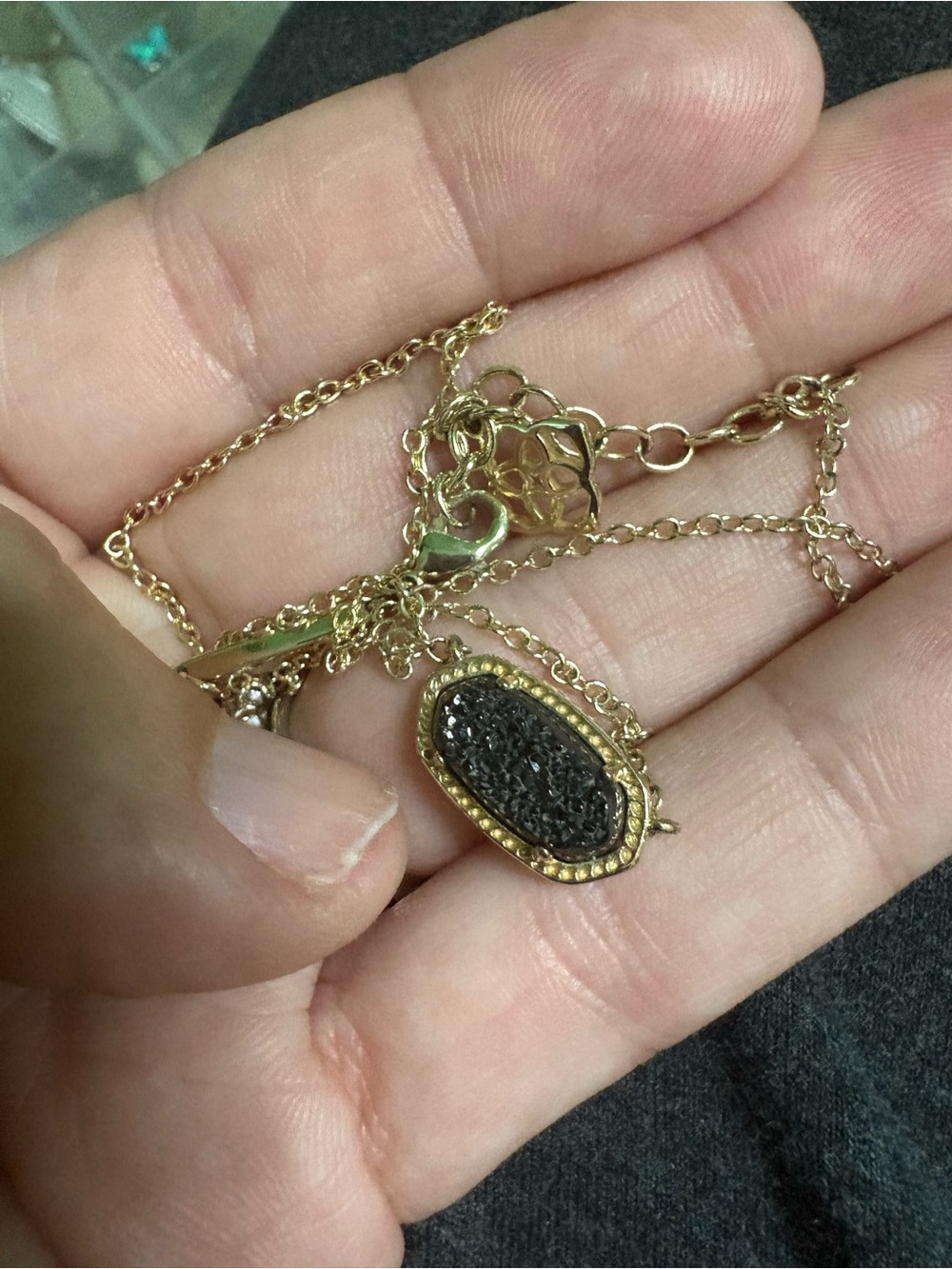 Kendra Scott Elisa Gold Necklace with Black Druzy